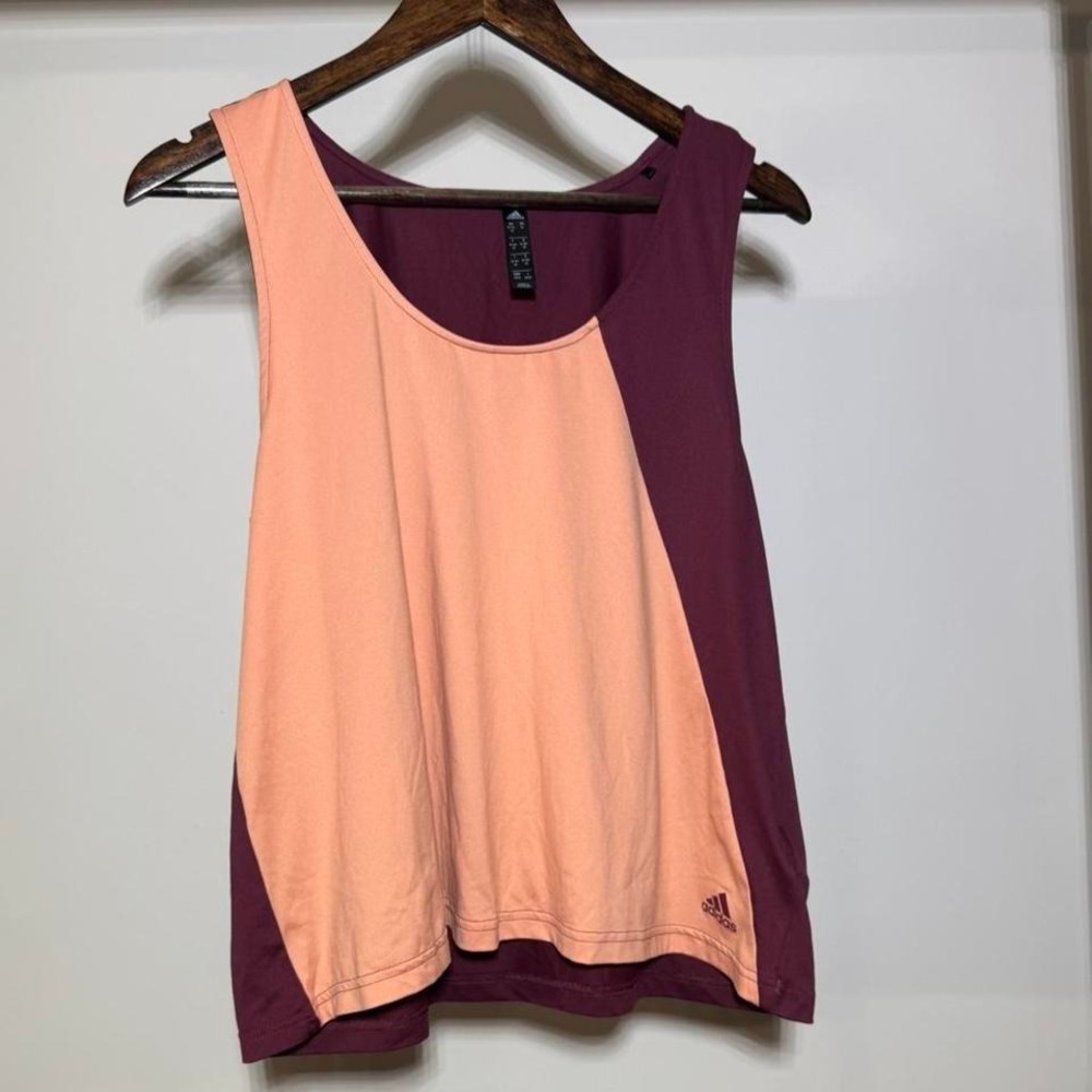 Adidas Peach and Burgundy Tank Top Size Medium Activewear Gymwear Outdoors